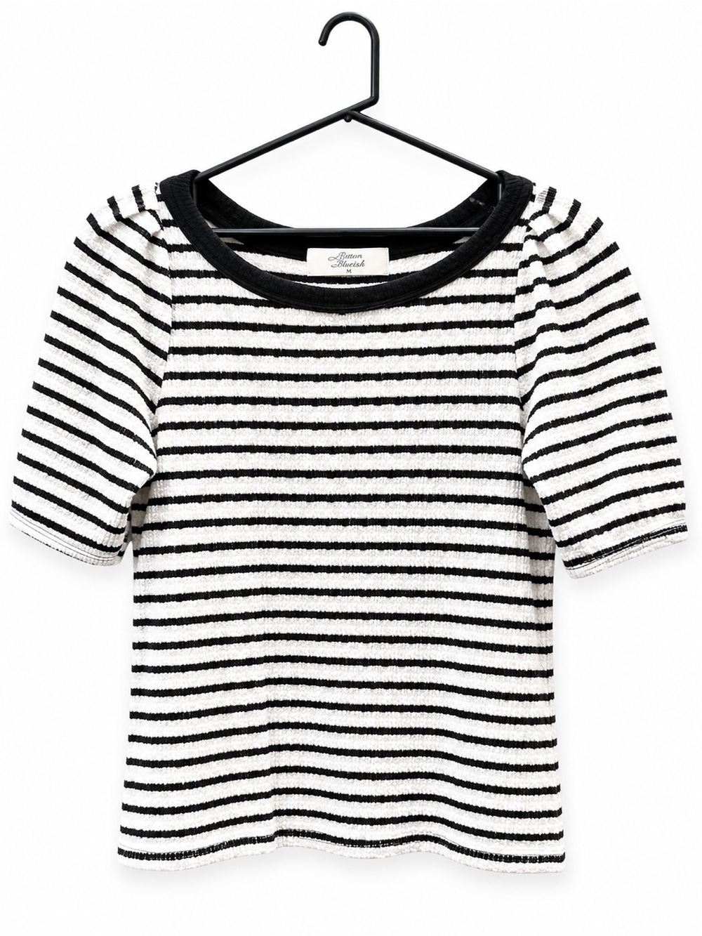 Beacon Apparel Black & White Textured Striped Top